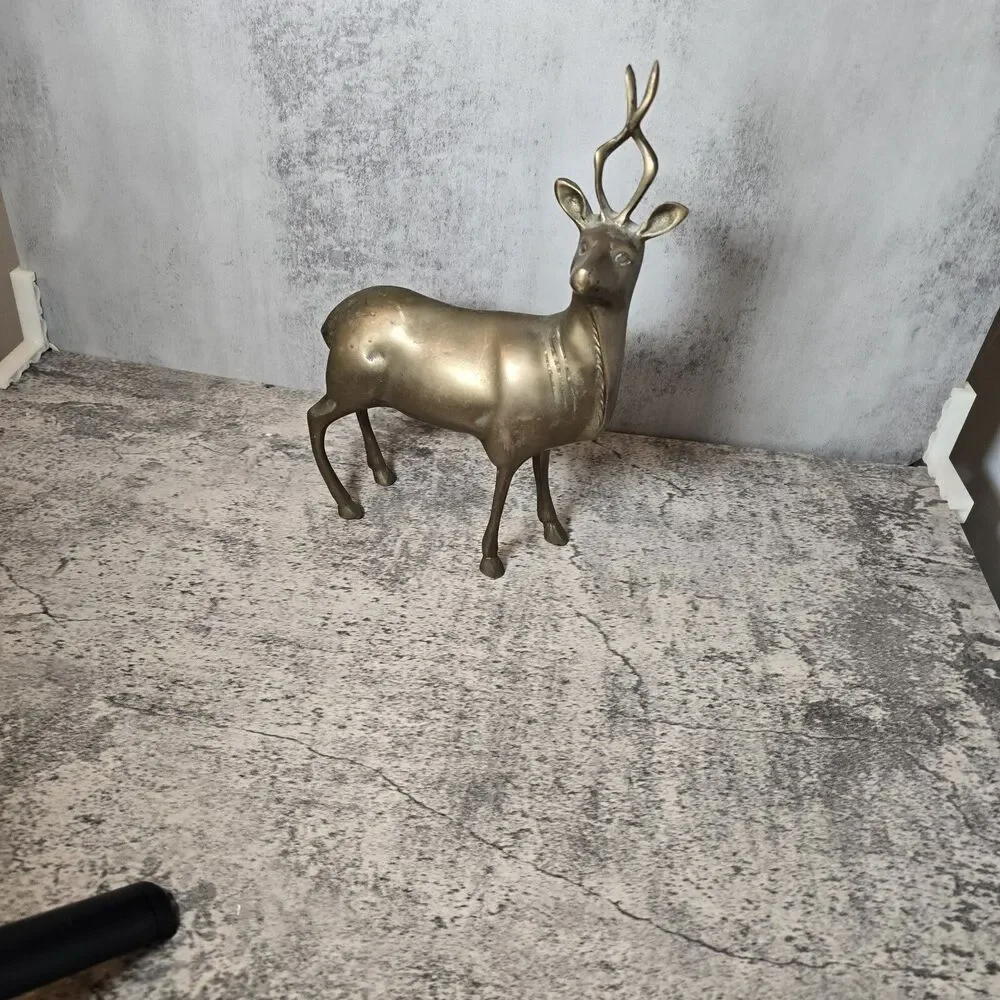 Vintage Mid Century Modern brass Antelope Deer figurine 10x6.5 - Picture 3 of 7
